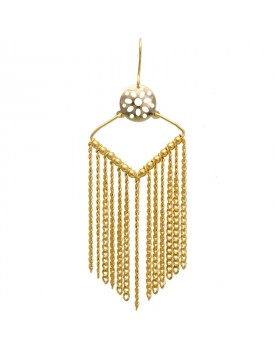 Brinco Dourado Losango Com Correntes