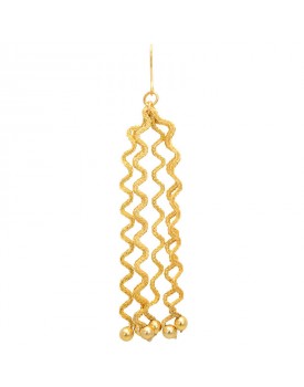 Brinco Dourado Corrente Zig-Zag Com Bolinhas
