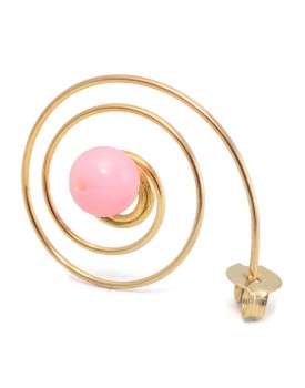 Brinco Dourado Espiral Com  Coral