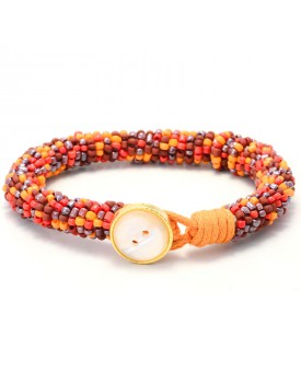 Pulseira De Miçangas Laranja E Vermelho