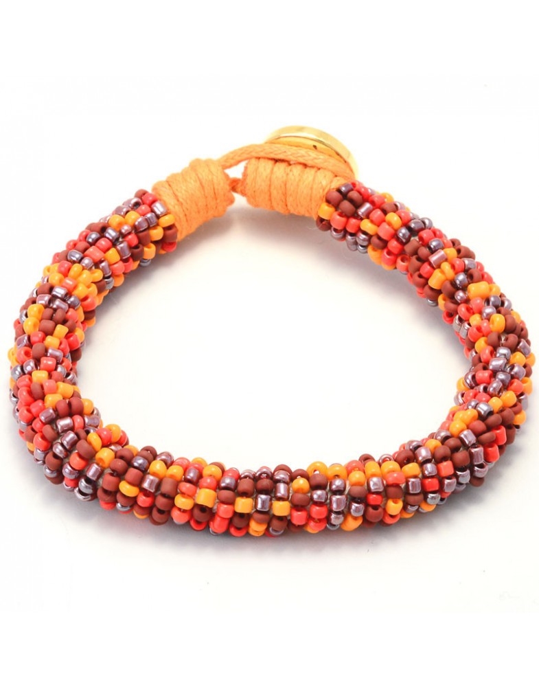 Pulseira De Miçangas Laranja E Vermelho