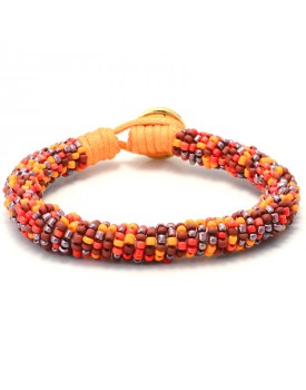 Pulseira De Miçangas Laranja E Vermelho