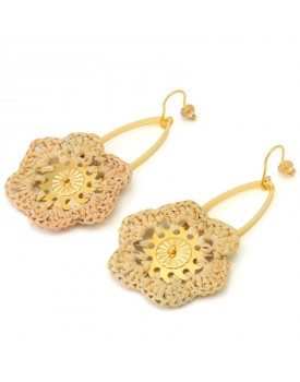 Brinco Dourado Flor De Palha Grande