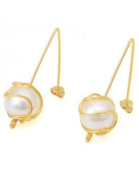 Brinco Dourado Pérola Trançada