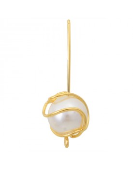 Brinco Dourado Pérola Trançada