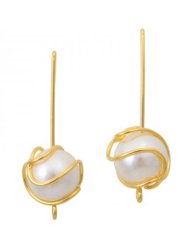 Brinco Dourado Pérola Trançada