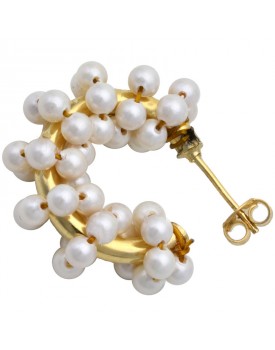 Brinco Dourado Argola Com Pérolas