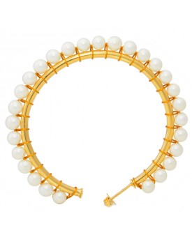 Brinco Dourado Argola Grande Com Pérolas