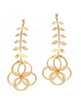 Brinco Dourado Ramo De Flores