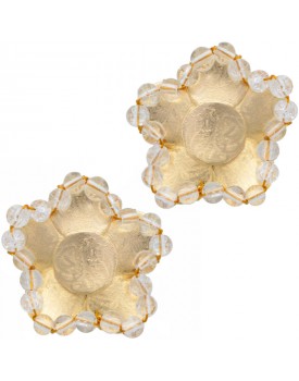 Brinco Dourado Flor Com Cristal