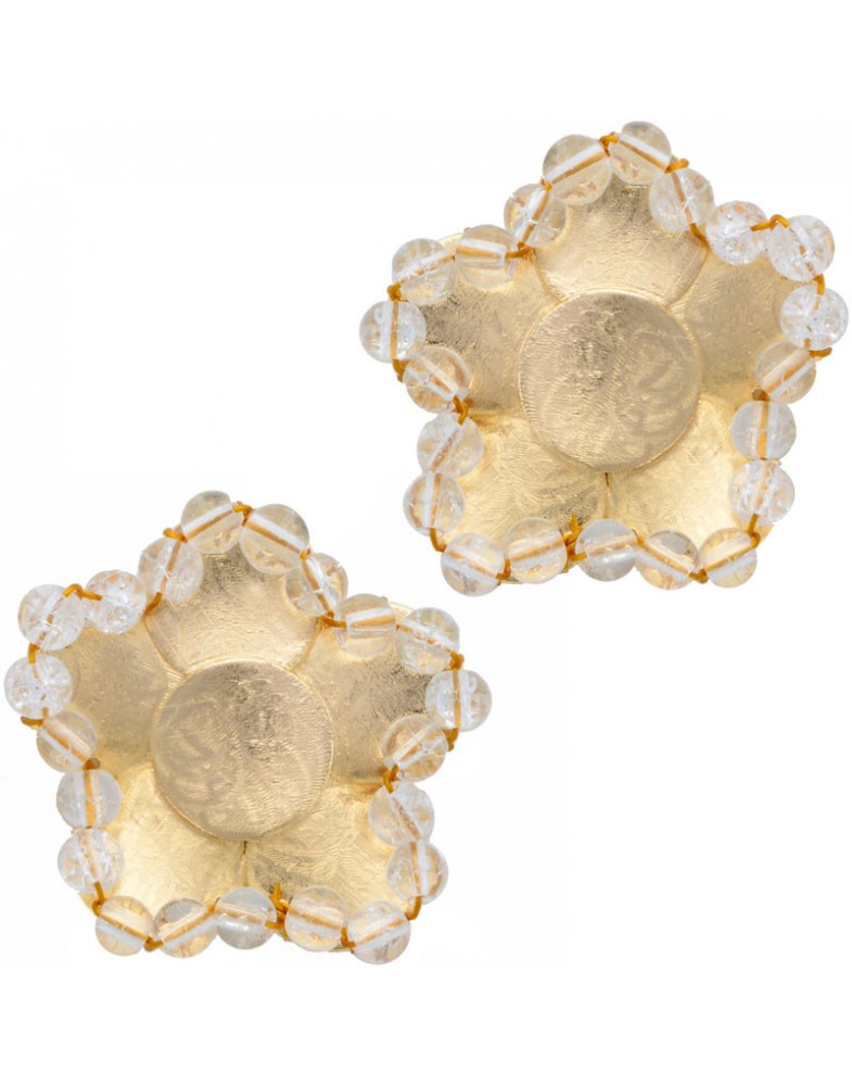Brinco Dourado Flor Com Cristal