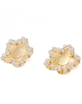 Brinco Dourado Flor Com Cristal