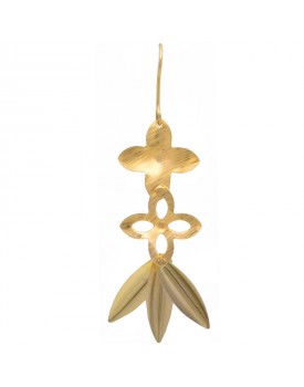 Brinco Dourado Flores Com Folhas