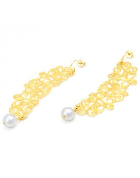 Brinco Dourado Ramo Com Pérola