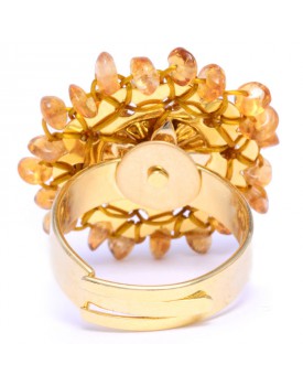 Anel Dourado Margarida Com Citrino