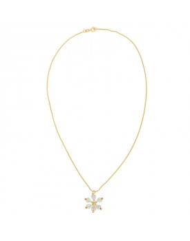 Colar Dourado Flor Contas Coração Furta Cor