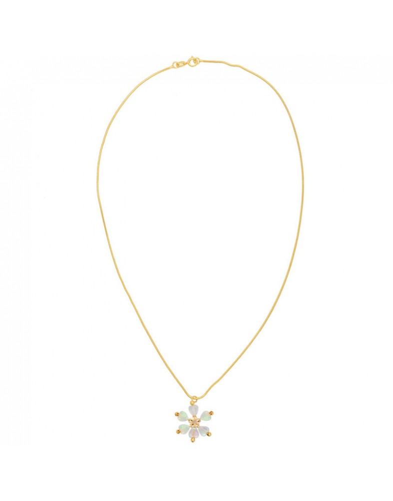 Colar Dourado Flor Contas Coração Furta Cor