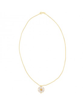 Colar Dourado Flor De Contas Coração Caseado