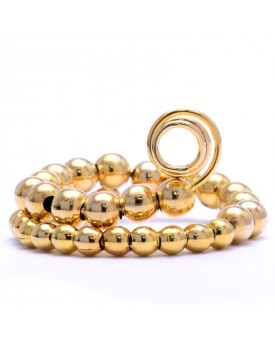 Anel Dourado Espiral De Bolinhas