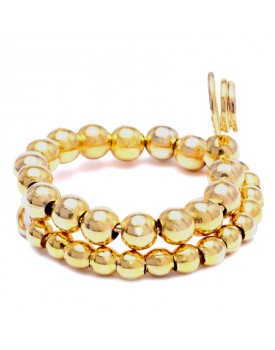 Anel Dourado Espiral De Bolinhas