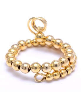 Anel Dourado Espiral De Bolinhas