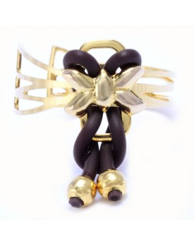 Anel Dourado Passador De Lacinho Com Silicone