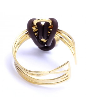 Anel Dourado Passador De Lacinho Com Silicone