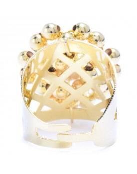 Anel Dourado Ninho De Bolinhas Com Pérola