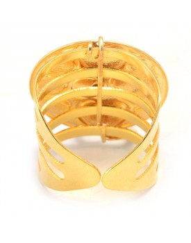 Anel Dourado Medalha Com Coração