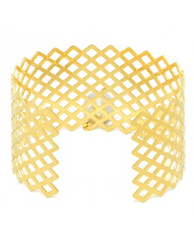 Pulseira Dourada Bracelete Geométrico Com Pérola
