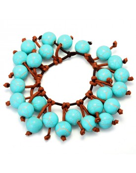 Pulseira Resinas Peroladas Turquesa