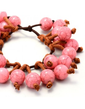 Pulseira Resinas Peroladas Rosa