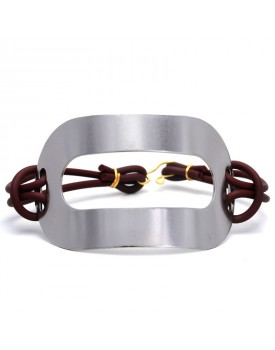 Pulseira Prateada Placa E Silicone