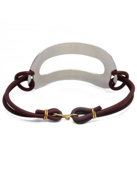 Pulseira Prateada Placa E Silicone