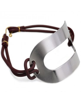 Pulseira Prateada Placa E Silicone