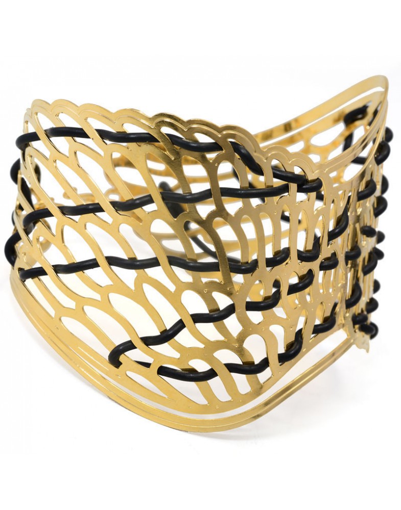 Pulseira Dourada Bracelete Asa De Águia Caseado Com Silicone