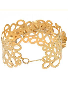 Pulseira Dourada Bracelete Paetês E Pérola