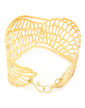 Pulseira Dourada Asa De Águia Com Pérola