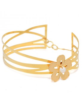 Pulseira Dourada Bracelete Flor Cinco Pétalas