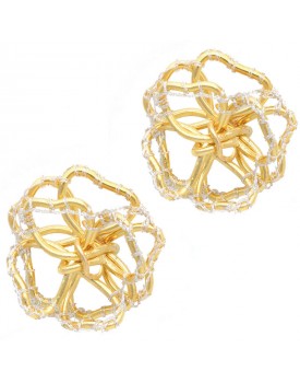 Brinco Dourado Rosa Caseada