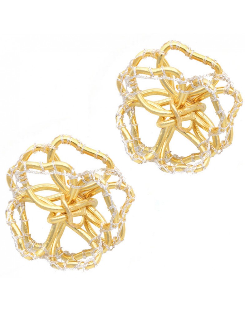 Brinco Dourado Rosa Caseada