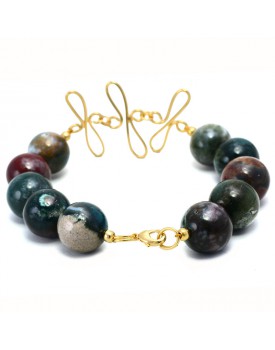 Pulseira Dourada Jaspe Com Crucifixo