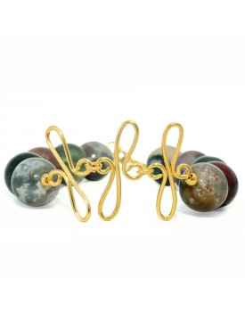 Pulseira Dourada Jaspe Com Crucifixo