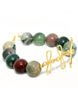 Pulseira Dourada Jaspe Com Crucifixo