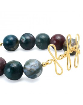 Pulseira Dourada Jaspe Com Crucifixo