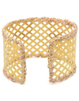 Pulseira Dourada Bracelete Caseado Com Palha