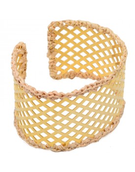 Pulseira Dourada Bracelete Caseado Com Palha