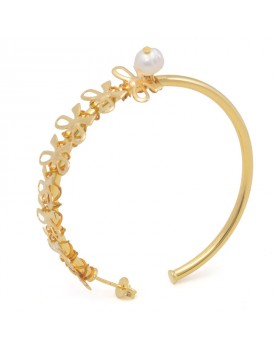 Brinco Dourado Argola Grande Com Lacinhos