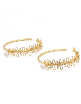 Brinco Dourado Argola Grande Com Lacinhos