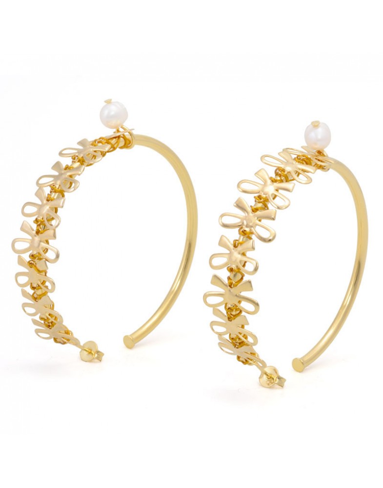 Brinco Dourado Argola Grande Com Lacinhos